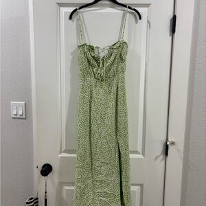 Astr Light Green Floral Maxi Dress